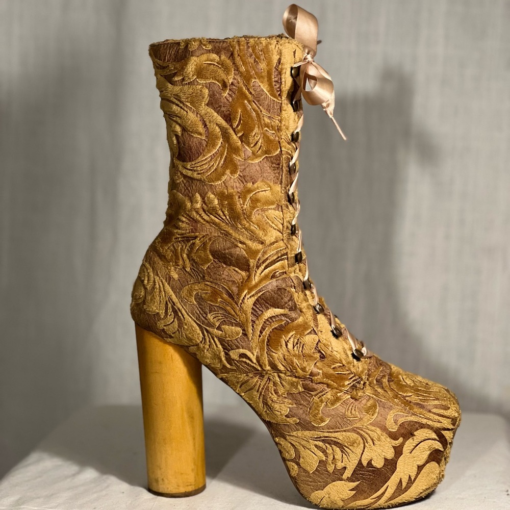 Jeffrey Campbell Gold Platform Boots size 10